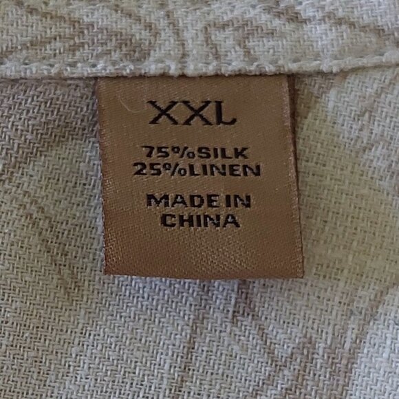 New Tasso Elba Island Cream & Tan Short Sleeve Button Down Shirt Men's Size XXL - Picture 4 of 14